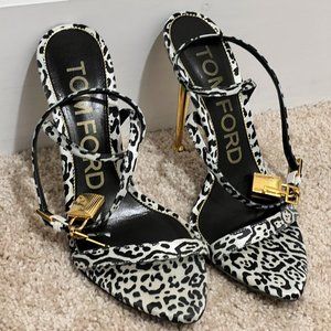 Tom Ford Padlock Animal-print Stiletto Sandals